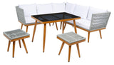 Safavieh Romlin Outdoor Dining Set XII23 Grey / White Steel PAT7528A-2BX