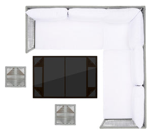 Safavieh Romlin Outdoor Dining Set XII23 Grey / White Steel PAT7528A-2BX