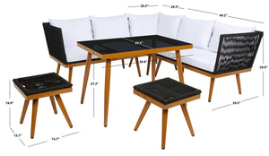 Safavieh Romlin Outdoor Dining Set XII23 Black / White Steel PAT7528B-2BX