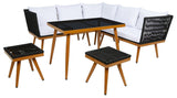 Safavieh Romlin Outdoor Dining Set XII23 Black / White Steel PAT7528B-2BX