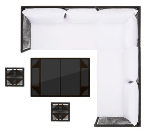 Safavieh Romlin Outdoor Dining Set XII23 Black / White Steel PAT7528B-2BX