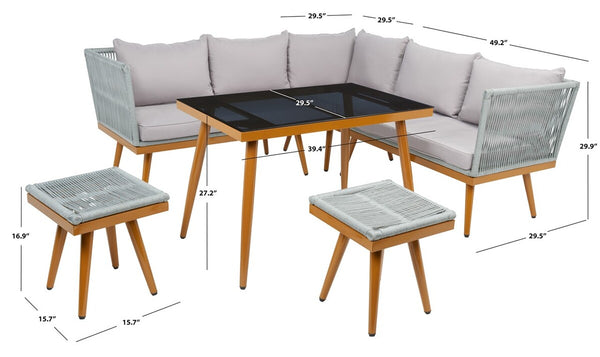 Safavieh Romlin Outdoor Dining Set XII23 Grey Steel PAT7528C-2BX