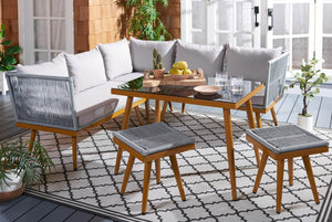 Safavieh Romlin Outdoor Dining Set XII23 Grey Steel PAT7528C-2BX