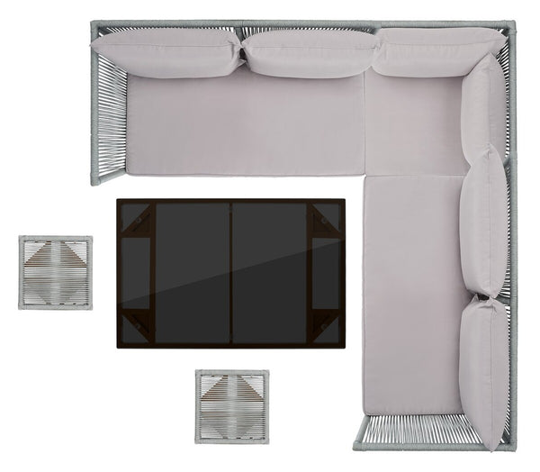 Safavieh Romlin Outdoor Dining Set XII23 Grey Steel PAT7528C-2BX