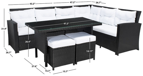 Safavieh Miki Living Set Black/White Cushion PAT7708A-4BX