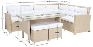 Safavieh Miki Living Set Beige/White Cushion PAT7708B-4BX