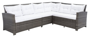 Safavieh Miki Living Set Grey Brown/White Cushion PAT7708C-4BX