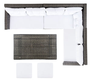 Safavieh Miki Living Set Grey Brown/White Cushion PAT7708C-4BX