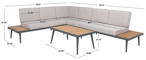 Safavieh Guthrie Corner Living Set XII23 Natural/Light Grey  Galvanized Steel PAT7724B-3BX