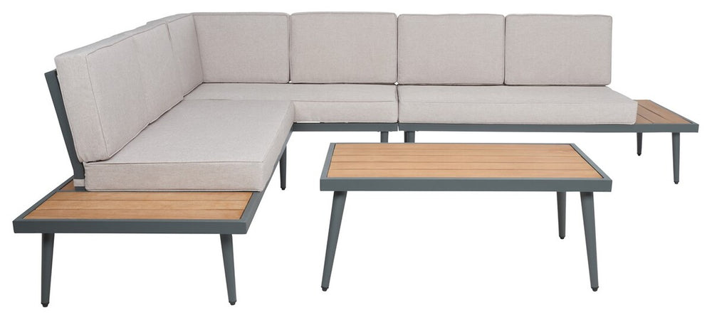 Safavieh Guthrie Corner Living Set XII23 Natural/Light Grey  Galvanized Steel PAT7724B-3BX