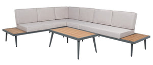 Safavieh Guthrie Corner Living Set XII23 Natural/Light Grey  Galvanized Steel PAT7724B-3BX