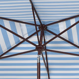 Safavieh Athens 6.5 X 10 Ft Rect Crank Umbrella Baby Blue / White  Aluminum PAT8307C