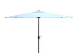 Safavieh Athens 6.5 X 10 Ft Rect Crank Umbrella Baby Blue / White  Aluminum PAT8307C