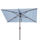 Safavieh Athens 6.5 X 10 Ft Rect Crank Umbrella Baby Blue / White  Aluminum PAT8307C