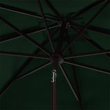 Safavieh Zimmerman 7.5 Ft Square Market Umbrella XII23 Dark Green/White Trim Aluminum PAT8400B