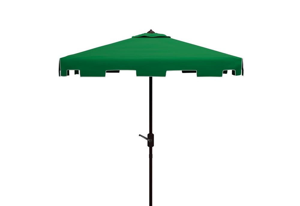 Safavieh Zimmerman 7.5 Ft Square Market Umbrella XII23 Dark Green/White Trim Aluminum PAT8400B