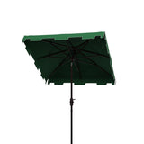 Safavieh Zimmerman 7.5 Ft Square Market Umbrella XII23 Dark Green/White Trim Aluminum PAT8400B
