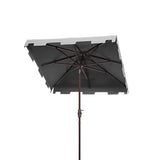 Safavieh Zimmerman 7.5 Ft Square Market Umbrella XII23 Grey/White Trim Aluminum PAT8400E