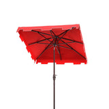 Safavieh Zimmerman 7.5 Ft Square Market Umbrella XII23 Red/White Trim Aluminum PAT8400J