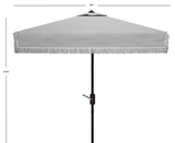 Safavieh Milan Fringe 7.5 Ft Square Crank Umbrella XII23 Grey Aluminum PAT8408B