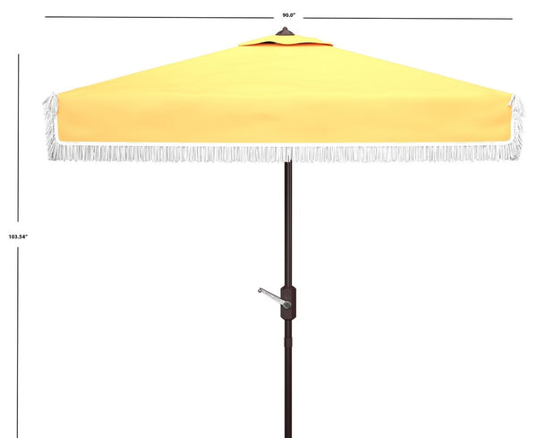 Safavieh Milan Fringe 7.5 Ft Square Crank Umbrella XII23 Yellow Aluminum PAT8408D