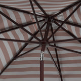 Safavieh Vienna 7.5 Ft Square Crank Umbrella XII23 Beige Stripe Aluminum PAT8411A