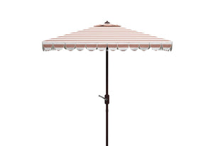 Safavieh Vienna 7.5 Ft Square Crank Umbrella XII23 Beige Stripe Aluminum PAT8411A