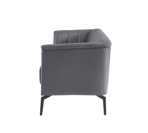 VIG Furniture Patton Channel-Tufted Dark Grey Velvet Sofa With Tuxedo Arms, Pinstripe Detail & Metal Legs VGHCJYM2018-DKGRY