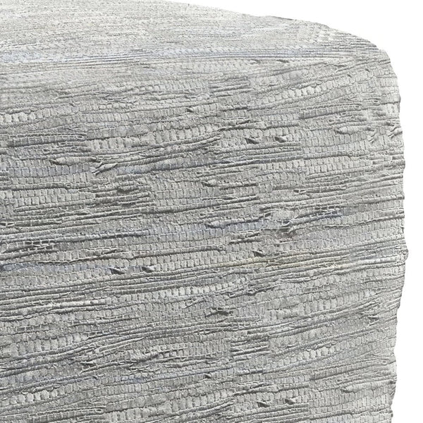 English Elm Fredrik Square Pouf - Handcrafted Cream Leather Footstool For Stylish Comfort & Versatile Use B136P159286