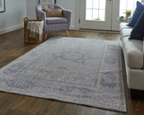Feizy Rugs Francisco Polyester/Polypropylene Machine Made Moroccan Rug Gray/Ivory 10' x 13'