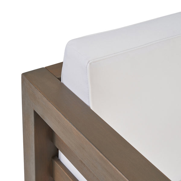 English Elm Christopher Knight Home® - OANA Outdoor Club Chair with Acacia Wood Frame, Removable Cushions, Slatted Design for Quick Drying Grey+White 65546.00WHI