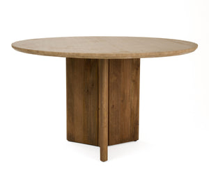 VIG Furniture Modrest Pawnee - Modern Travertine Marble + Wood Round Dining Table VGBR-SBA-2706-130