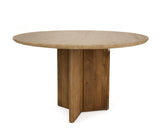 VIG Furniture Modrest Pawnee - Modern Travertine Marble + Wood Round Dining Table VGBR-SBA-2706-130