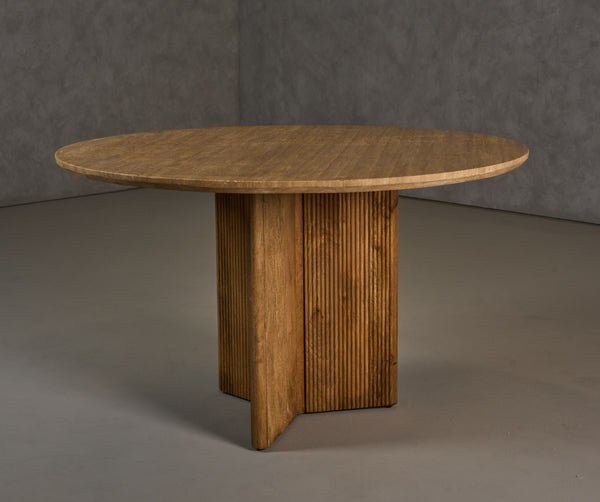 VIG Furniture Modrest Pawnee - Modern Travertine Marble + Wood Round Dining Table VGBR-SBA-2706-130