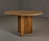 VIG Furniture Modrest Pawnee - Modern Travertine Marble + Wood Round Dining Table VGBR-SBA-2706-130