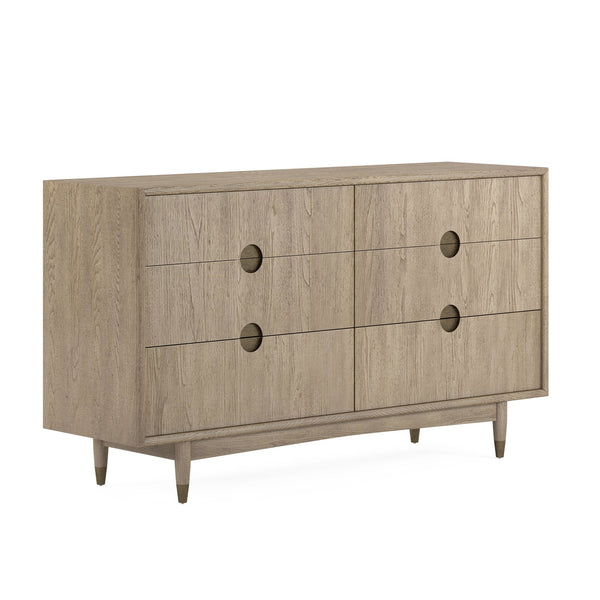 A.R.T. Furniture Finn Dresser - Mid-century Modern Tawny Finish With Cedar-lined Drawers & Antique Gold Accents Light Brown Parawood Solids,Elm Veneer,Metal 313131-2803
