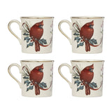 Winter Greetings Porcelain Mugs, Set of 4 with 24K Gold Accents, Dishwasher Safe