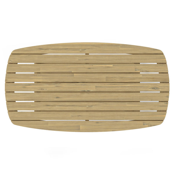 English Elm Bayshore Light Teak Outdoor Coffee Table — Solid Acacia Slatted Top, Weather-Resistant, 43.3" W B136P159365
