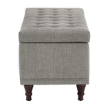 Homelegance By Top-Line Lyon Tufted Storage Bench Grey Polyester