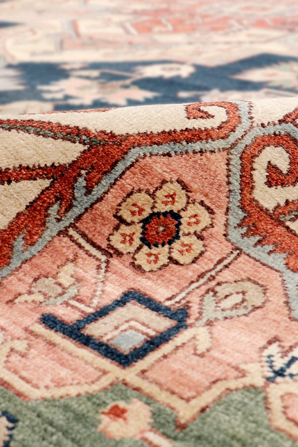 Pasargad Home Serapi Hand-Knotted Wool Area Rug - Luxurious Navy/Rust Design, 9' x 12' Classic Charm