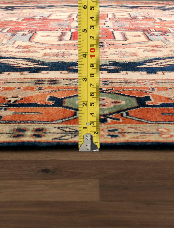 Pasargad Home Serapi Hand-Knotted Wool Area Rug - Luxurious Navy/Rust Design, 9' x 12' Classic Charm