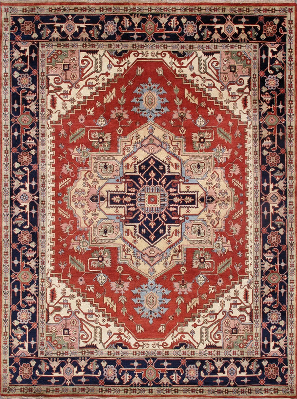 Pasargad Home Serapi Collection Hand-knotted Premium Lamb's Wool Area Rug For Timeless Elegance   Pb-10b Navy 12x18
