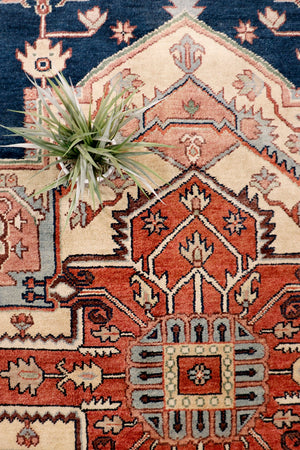 Pasargad Home Serapi Collection Hand-knotted Wool Area Rug In Elegant Rustic Earth Tones   Pb-10b Nvy 5x7