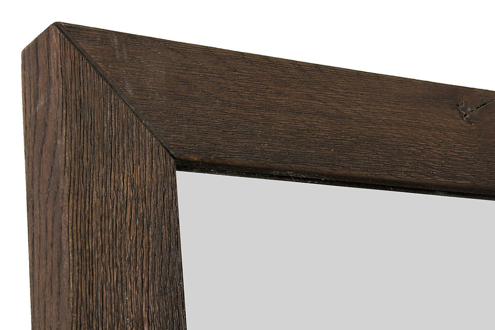 VIG Furniture Wharton Dark Aged Oak Mirror — 39"X35" Oil-Stained Frame, Distressed Grain, Modern-Classic Wall Accent VGEDPB10006