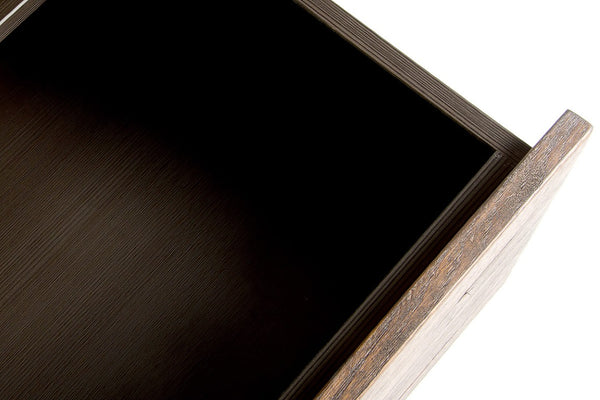 VIG Furniture Wharton Rustic Modern Dark Aged Oak Dresser With Soft-Close Drawers, Open Niches & V-Leg Design VGEDPB16003