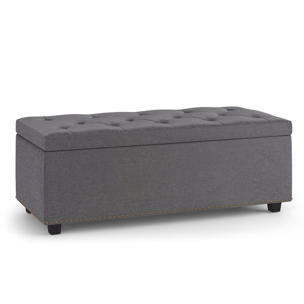 English Elm Hamilton Lift Top Storage Ottoman - Stylish Slate Grey With Tufted Design & Hidden Storage Compartment B136P159065