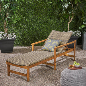 English Elm Hampton Acacia Hardwood Wicker Outdoor Chaise Lounge with Five Reclining Positions 63763.00