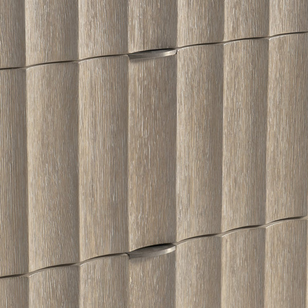 Bernhardt Bernhardt Loggia Dresser With Fluted Scalloped Drawers, Wire‑Brushed Oak Finish & Stainless Pulls 345052