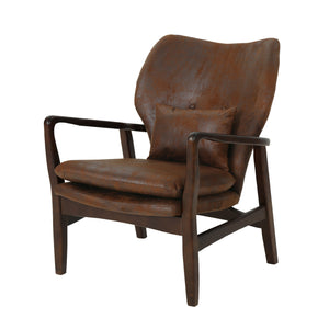 English Elm Christopher Knight Home® - Mid Mid Century Modern Fabric Club Chair with Button-Tufted Back and Accent Pillow, Tapered Birch Legs, Stylish Comfort (31.25˝W x 26.25˝D x 32.75˝H) Brown 59135.00MFBRN