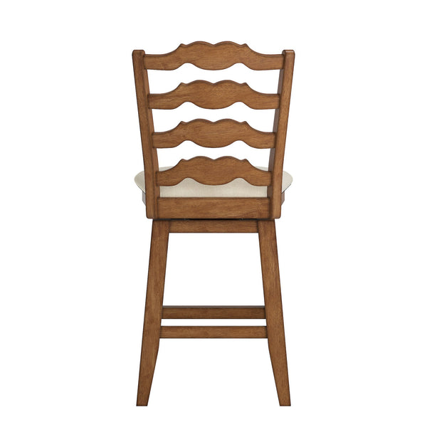 Homelegance By Top-Line Juliette French Ladder Back Counter Height Swivel Stool Oak Rubberwood